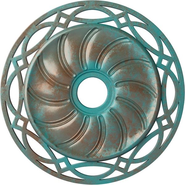 Ekena Millwork Loera Ceiling Medallion (Canopies up to 6 1/4"), 26 5/8"OD x 4 1/2"ID x 1 3/8"P, Copper Green Patina CM26LOCGS - main